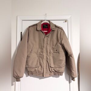 Vintage Cal Craft Brown Full-Zip Winter Jacket with a Red Fleece Lining